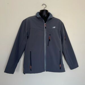 New Balance Gray Softshell Jacket Fleece Lined Full Zip Performance Coat Sz L